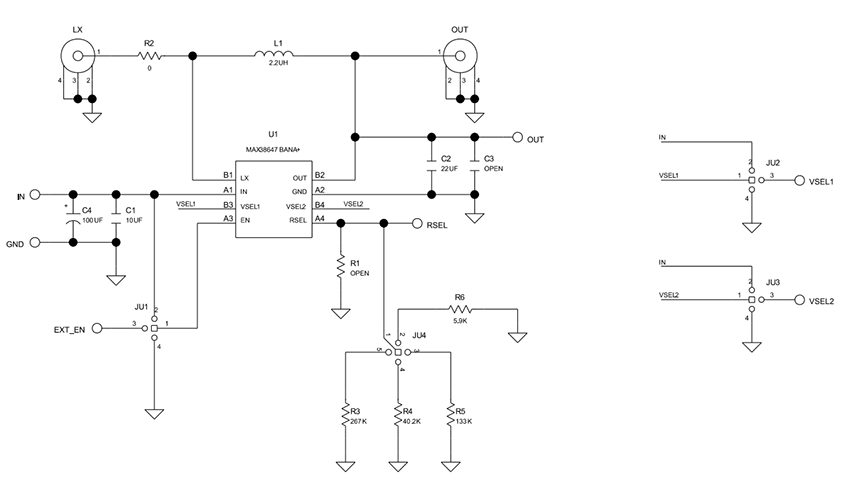 Schematic - Analog Devices / Maxim Integrated MAX38647B WLP Evaluation Kit
